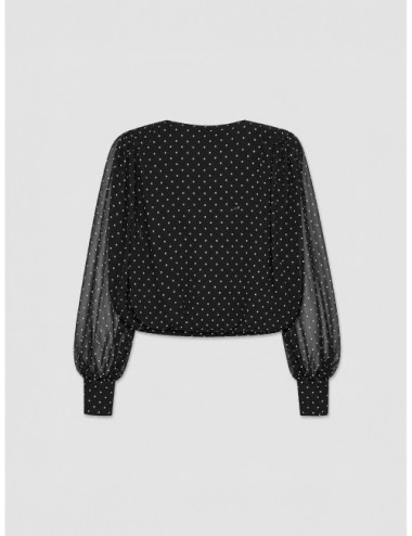 blusa Ruched ROTATE negro vista trasera