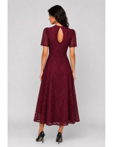 vestido Flower Mesh ROTATE marrón chocolate vista lateral