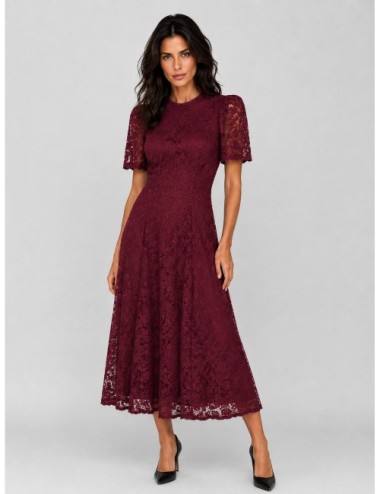 vestido Flower Mesh ROTATE marrón chocolate vista trasera