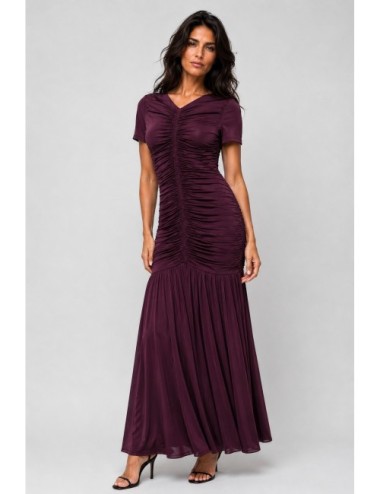 vestido Bordeaux ROTATE burdeos vista trasera