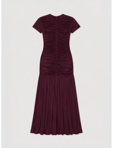 vestido Bordeaux ROTATE burdeos detalle de tejido