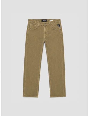 pantalón GROVER REPLAY marrón barro vista frontal