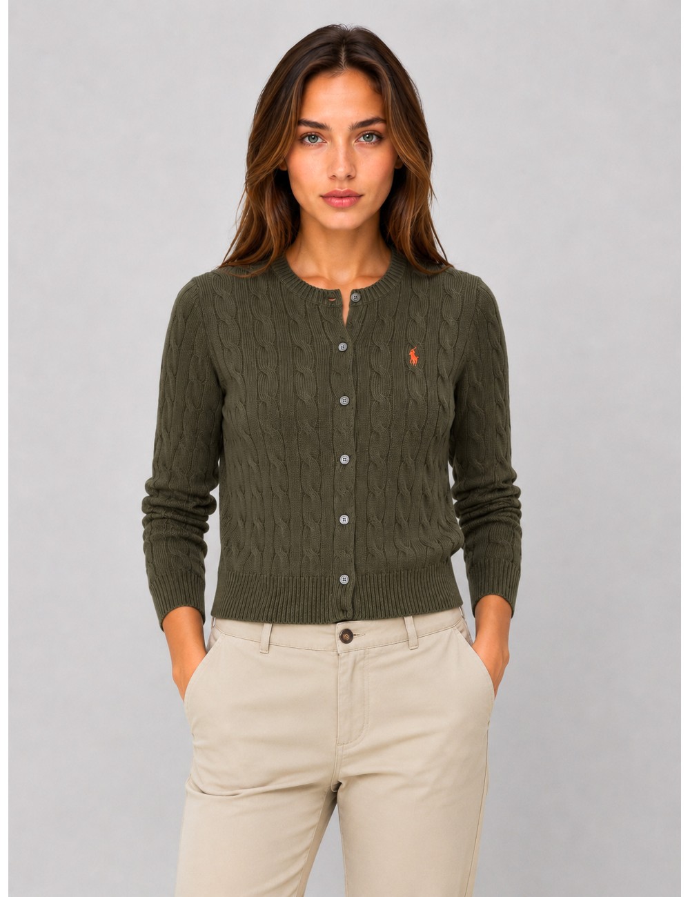 cárdigan Classics Polo Ralph Lauren verde oliva vista de detalle