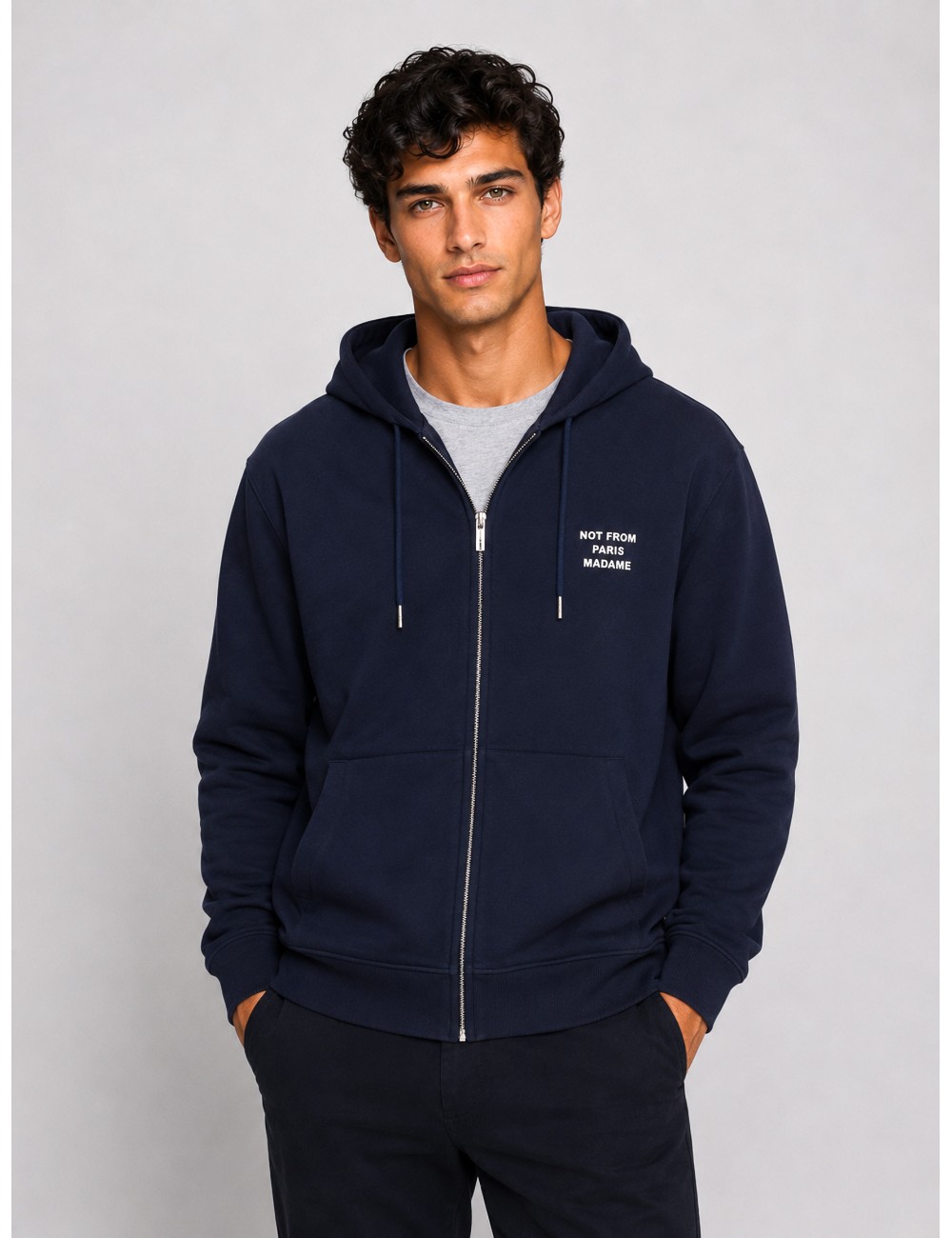 sudadera Slogan Drôle de Monsieur azul marino vista frontal