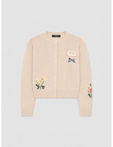 Cárdigan Teiera de Weekend Max Mara en beige con bordados florales