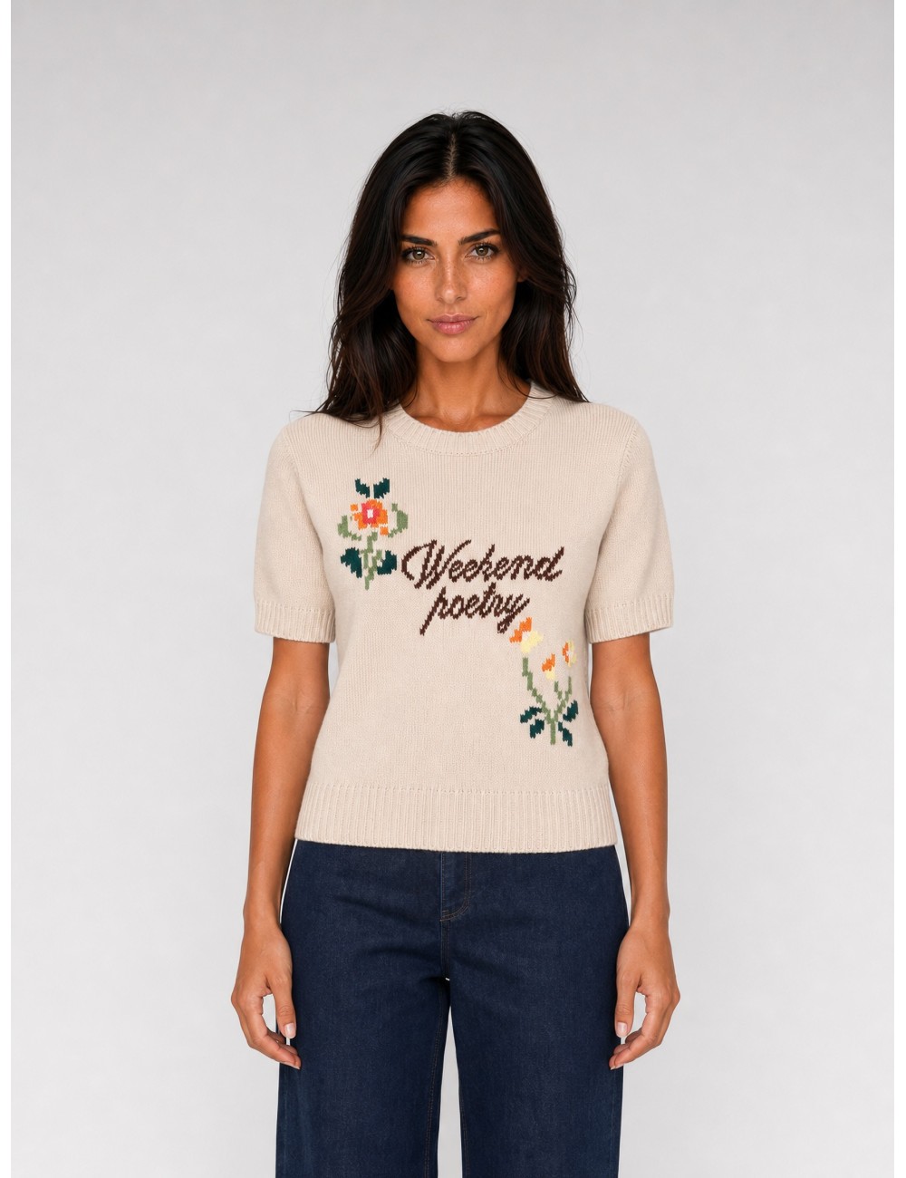Jersey Fiacre de Weekend Max Mara en beige con gráfico y flores