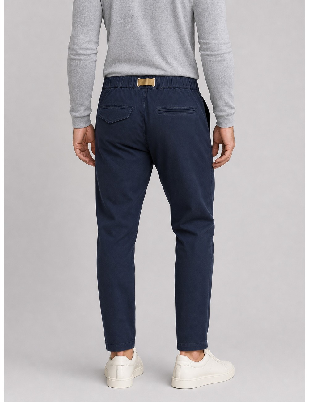 Pantalón White Sand Greg azul marino en algodón con cintura elástica