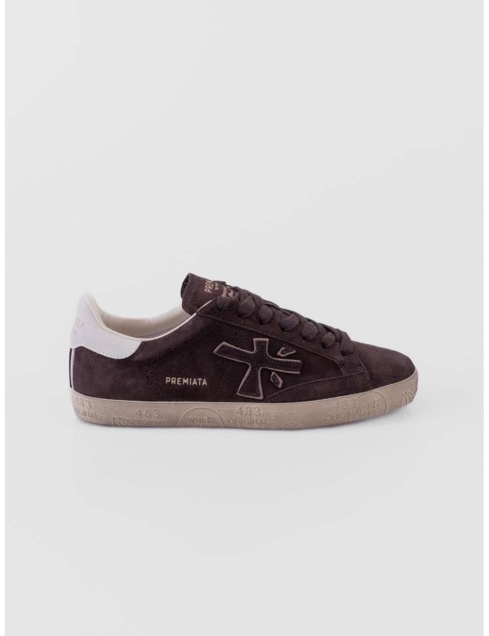 Sneakers STEVEND Premiata marrón oscuro y crema