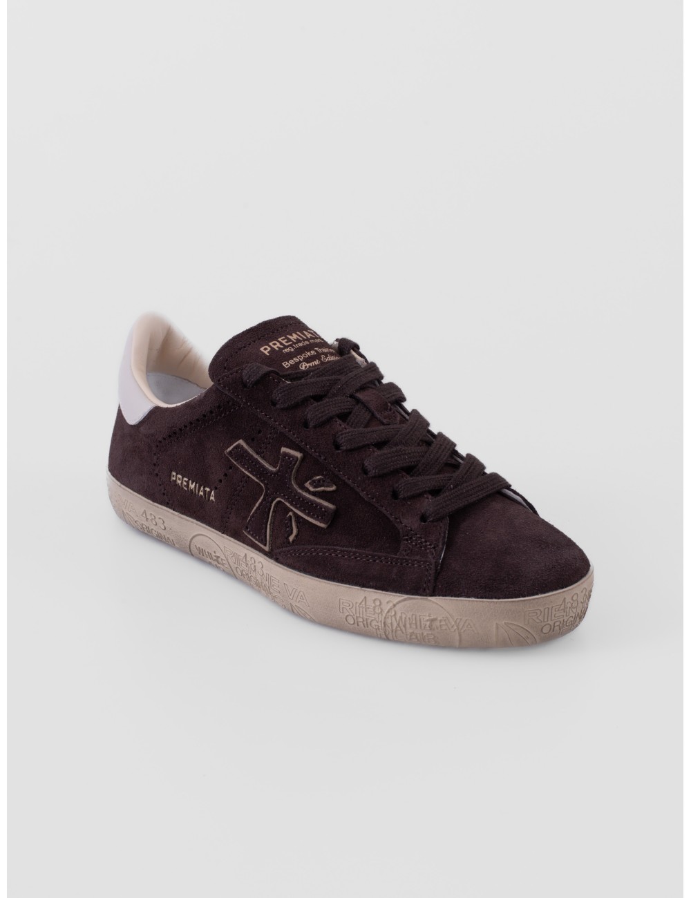 Sneakers STEVEND Premiata marrón oscuro y crema