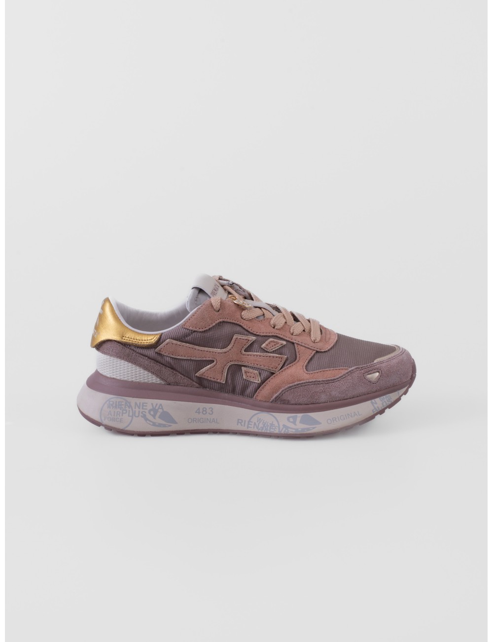 Sneakers LAURYN Premiata marrón oscuro con negro y amarillo