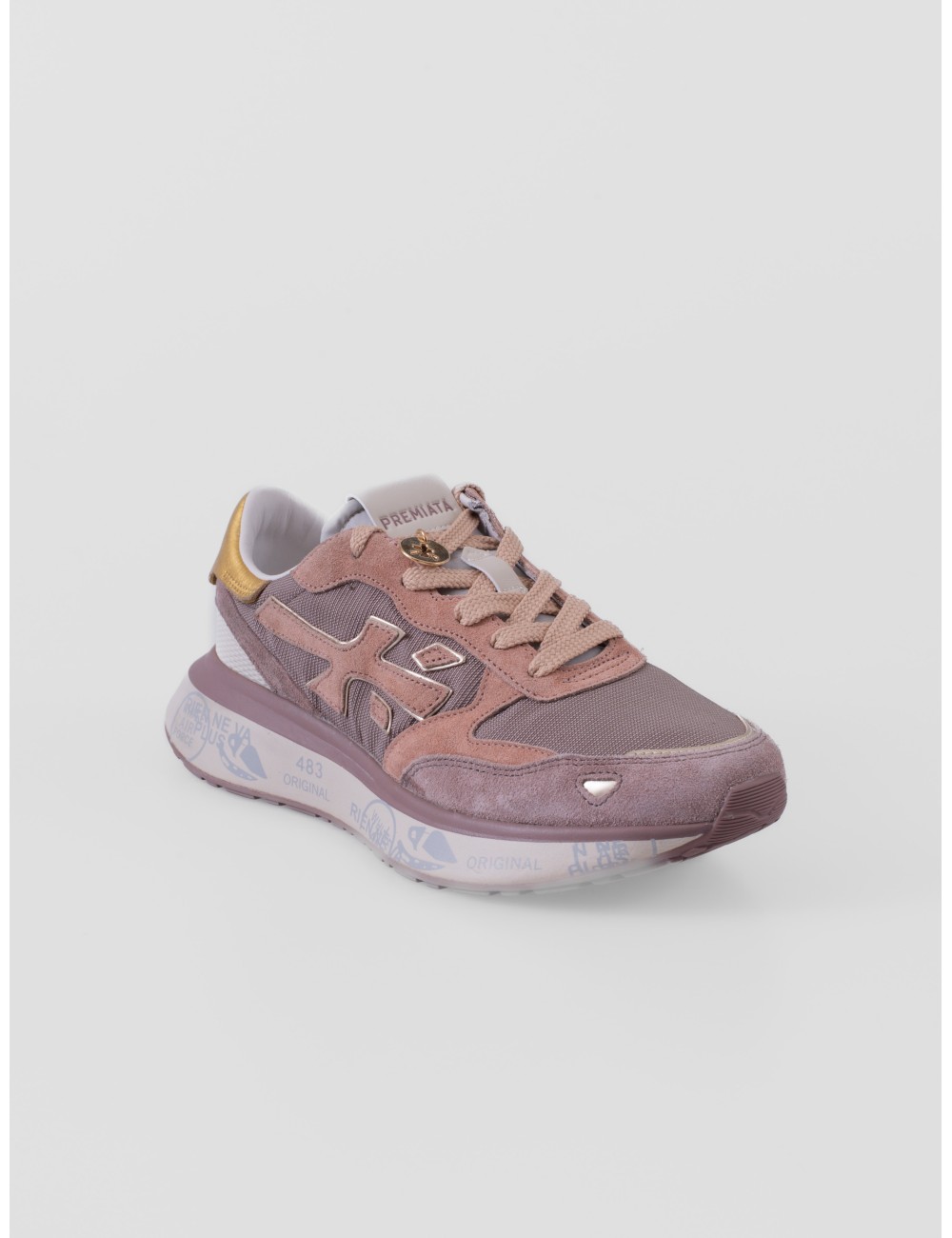Sneakers LAURYN Premiata marrón oscuro con negro y amarillo