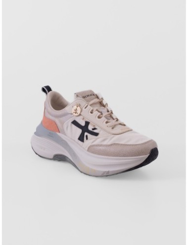Sneakers HILL Premiata rosa y gris con amarillo