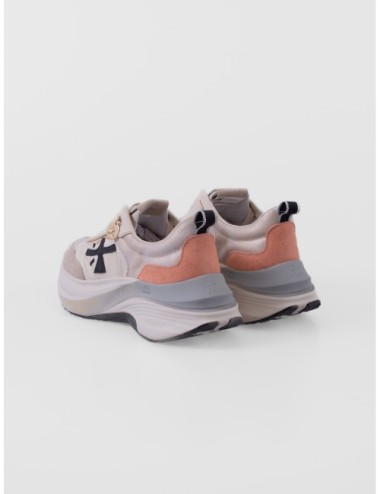 Sneakers HILL Premiata rosa y gris con amarillo