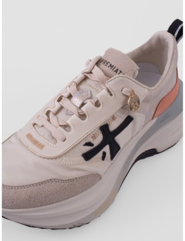 Sneakers HILL Premiata rosa y gris con amarillo
