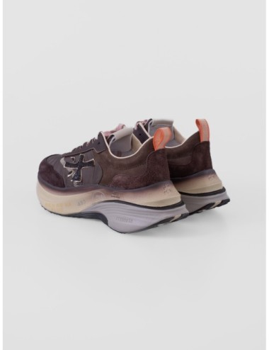 Sneakers HILL Premiata burdeos con blanco y naranja