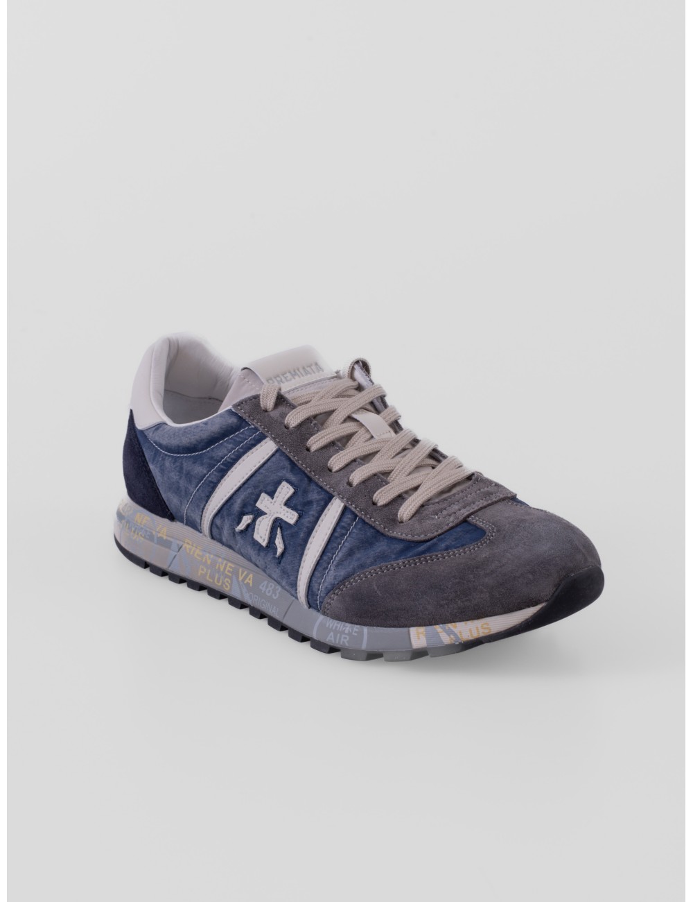 Zapatillas Lucy 8403 de Premiata para hombre en azul gris y blanco roto