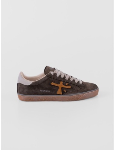 Zapatillas Steven 7627 de Premiata para hombre en marrón oscuro blanco y naranja