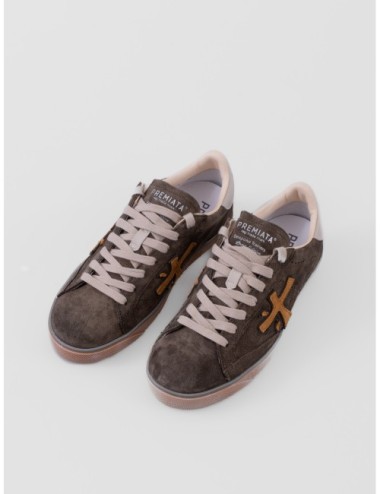 Zapatillas Steven 7627 de Premiata para hombre en marrón oscuro blanco y naranja