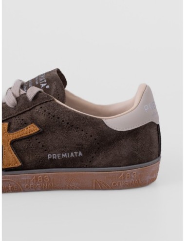 Zapatillas Steven 7627 de Premiata para hombre en marrón oscuro blanco y naranja