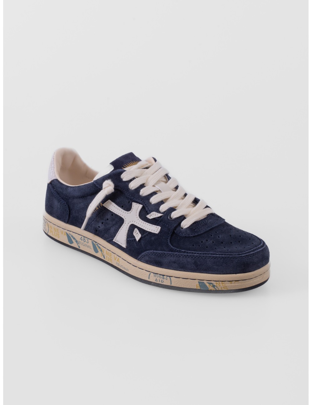 Zapatillas Bskt Clay 7708 de Premiata para hombre en azul y blanco roto