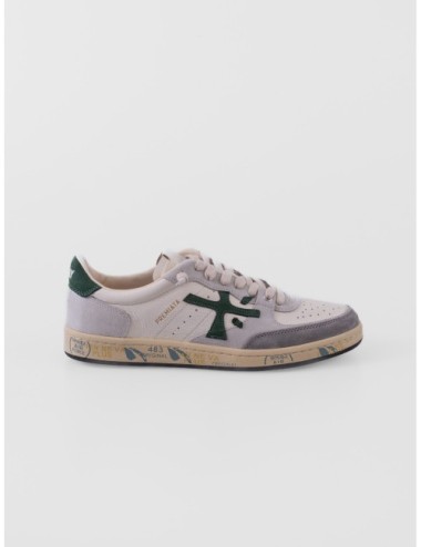 Zapatillas Bskt Clay 7623 de Premiata para hombre en blanco roto con detalles verdes y grises