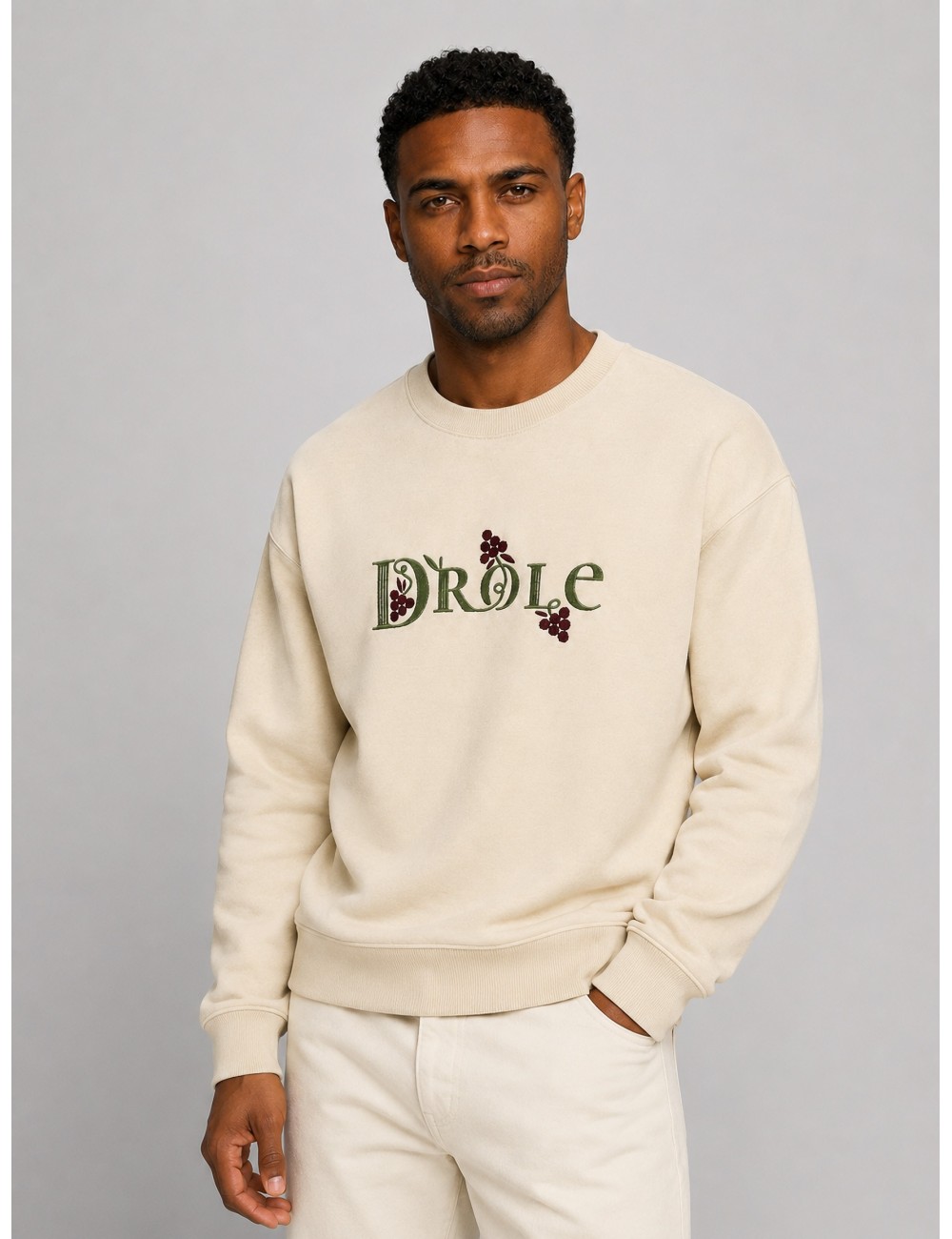 Sudadera HERITAGE Drôle de Monsieur beige