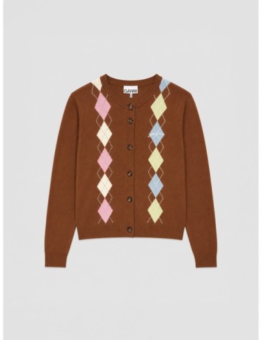 Cárdigan ARGYLE de GANNI en color tiramisu