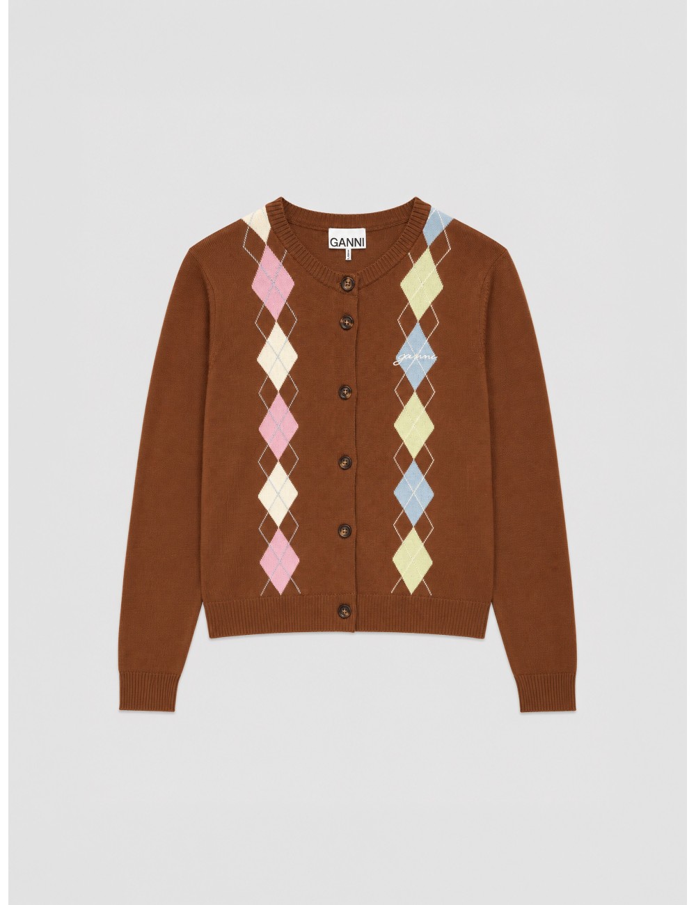 Cárdigan ARGYLE de GANNI en color tiramisu