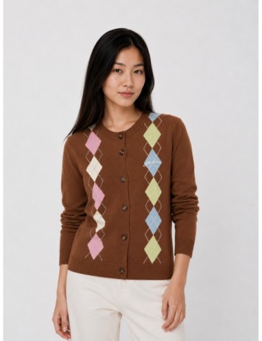 Cárdigan ARGYLE de GANNI en color tiramisu