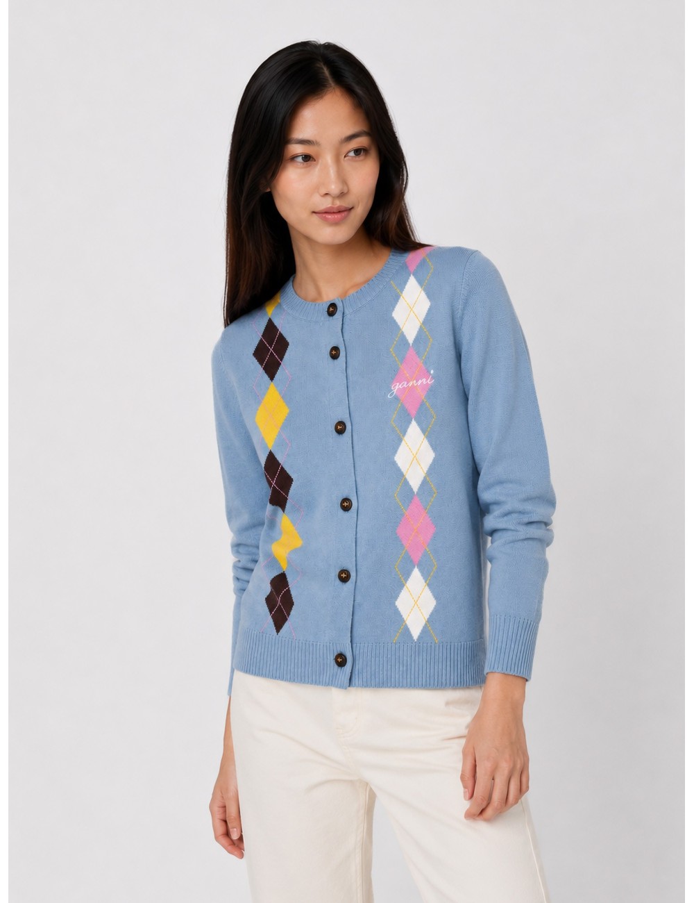 Cárdigan ARGYLE de GANNI en color azul