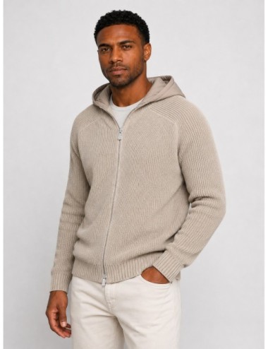 chaqueta de punto Hooded Zip Knit Jacket Gran Sasso Beige