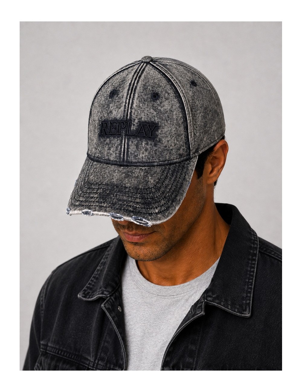 Gorra Embroidered Cotton Baseball Cap Replay azul