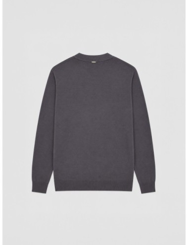 Cardigan de punto acanalado Herno marrón grisáceo con escote en V