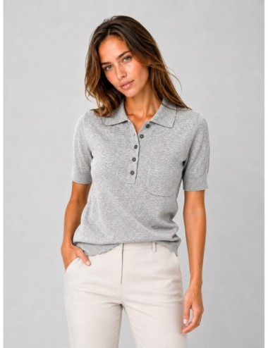 Polo Herno gris claro de punto y manga corta
