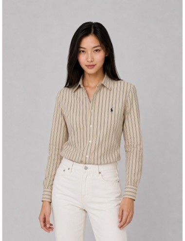 Camisa Relaxed Fit Striped de Polo Ralph Lauren en beige azul marino y blanco