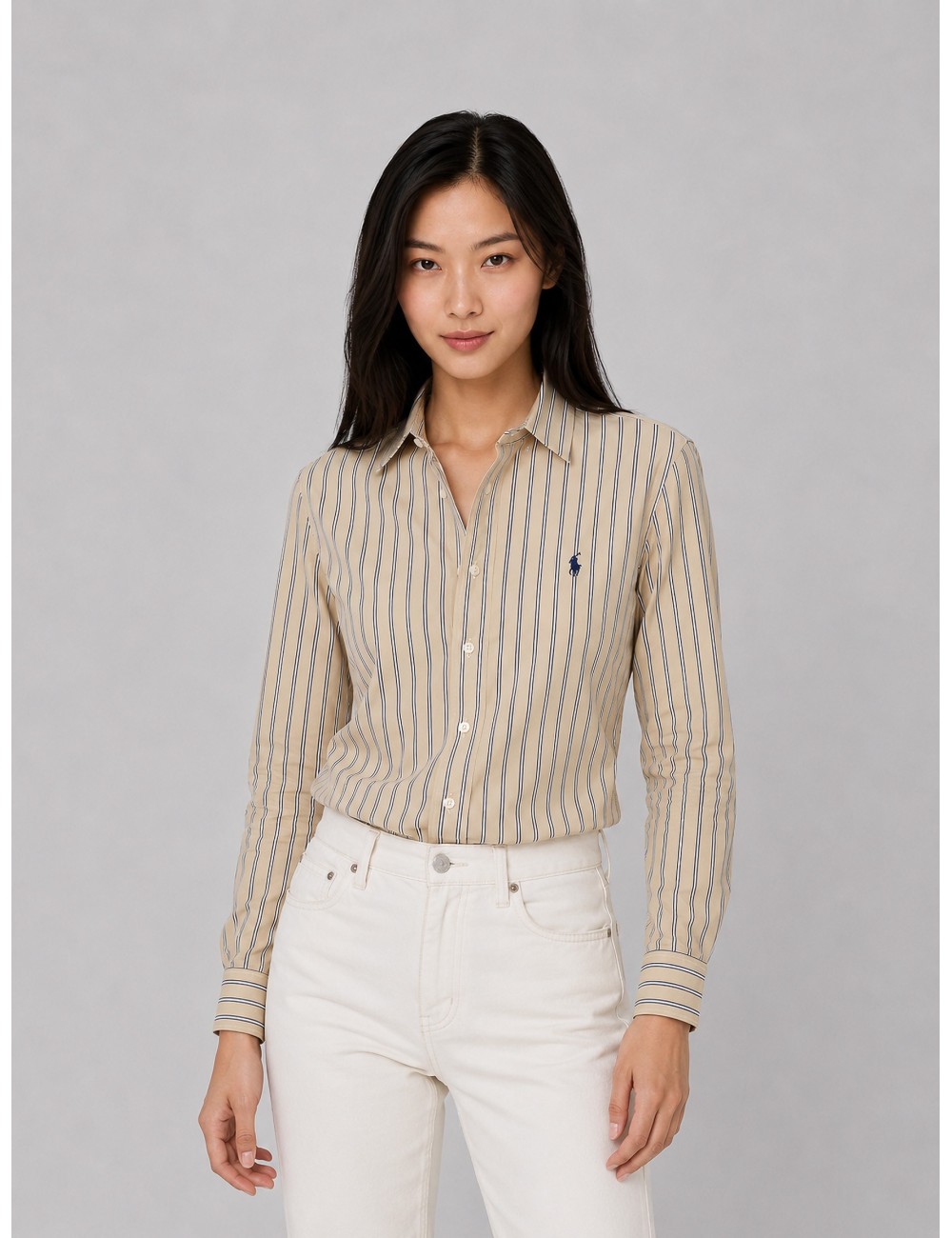 Camisa Relaxed Fit Striped de Polo Ralph Lauren en beige azul marino y blanco