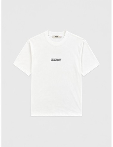 Camiseta Garage Custom Motorcycle de Replay en blanco roto