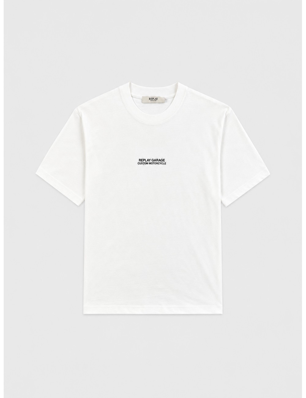 Camiseta Garage Custom Motorcycle de Replay en blanco roto