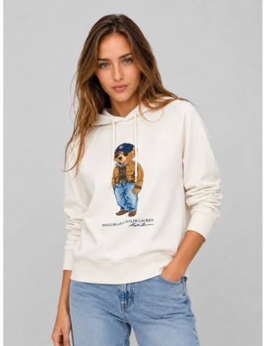Sudadera Polo Bear Fleece Hoodie de Polo Ralph Lauren en blanco roto