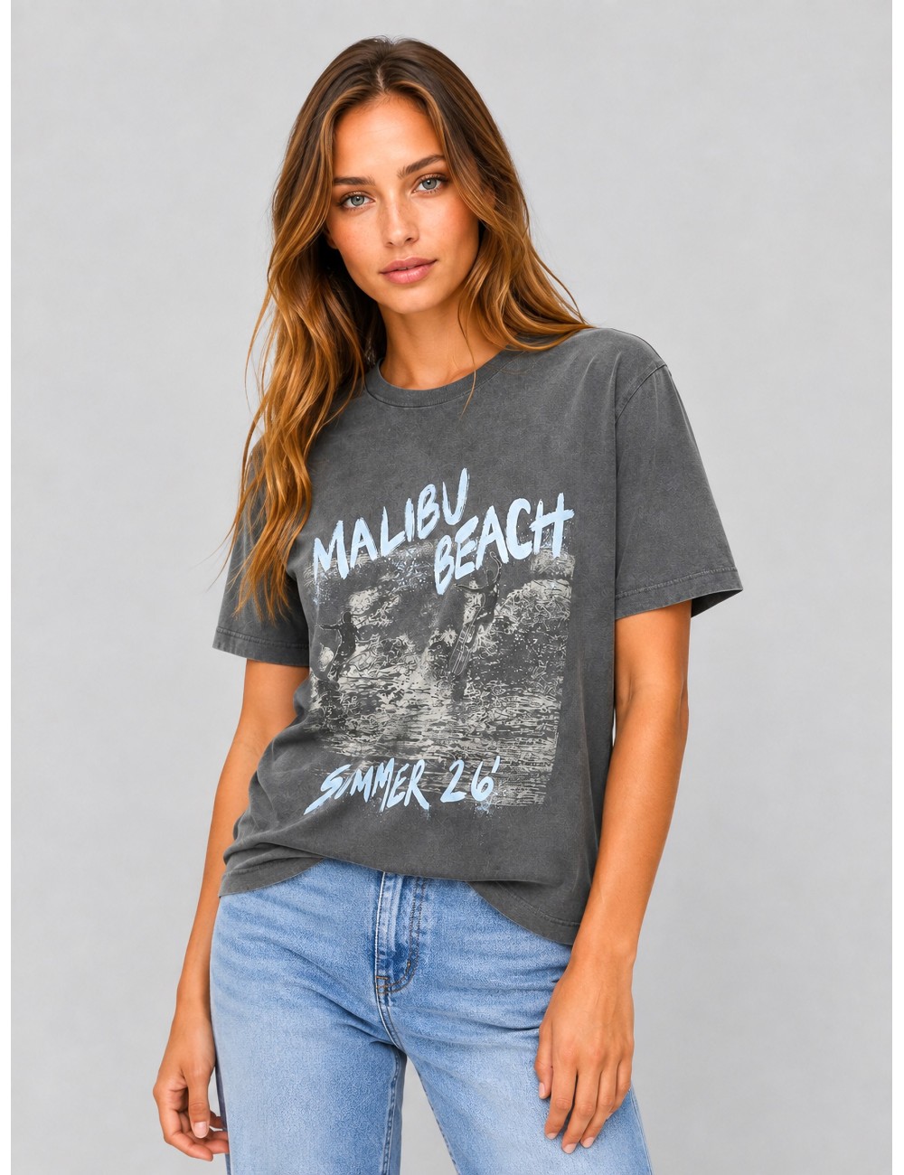 Camiseta Cade Tee Surfer Black Blue de ANINE BING en negro