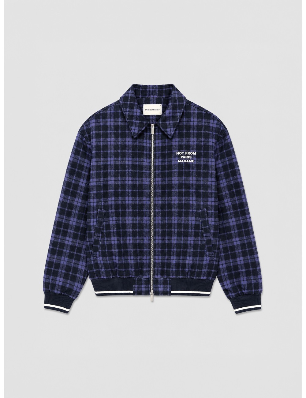 Chaqueta Check Flannel Jacket with Slogan de Drôle de Monsieur en azul marino