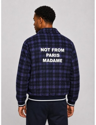 Chaqueta Check Flannel Jacket with Slogan de Drôle de Monsieur en azul marino