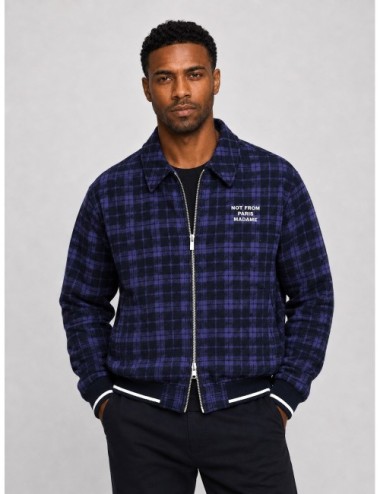 Chaqueta Check Flannel Jacket with Slogan de Drôle de Monsieur en azul marino