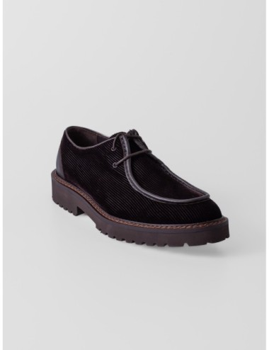 Zapato X2656 CALCE marrón oscuro con empeine acanalado y suela de tacos