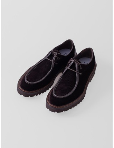 Zapato X2656 CALCE marrón oscuro con empeine acanalado y suela de tacos