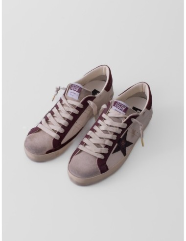 Sneakers Super Star Folded Lining All Aro Golden Goose en crema y beige y burdeos