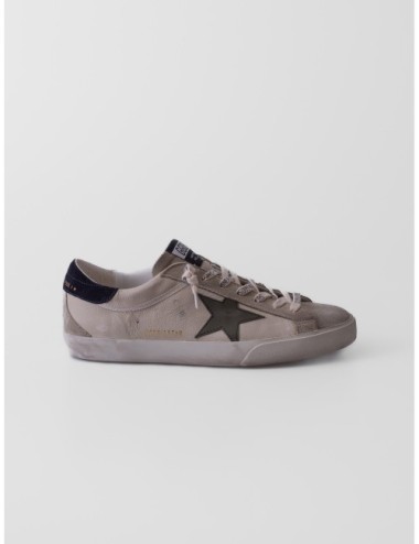Sneakers Super-Star Classic with Spur Golden Goose en crema y gris y verde oliva y azul oscuro