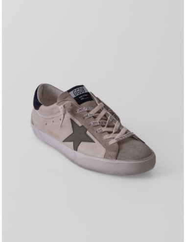Sneakers Super-Star Classic with Spur Golden Goose en crema y gris y verde oliva y azul oscuro