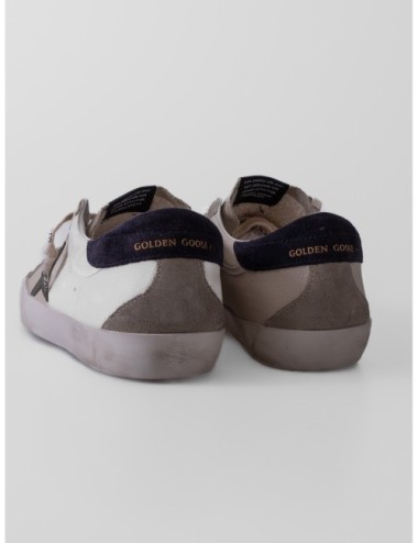 Sneakers Super-Star Classic with Spur Golden Goose en crema y gris y verde oliva y azul oscuro