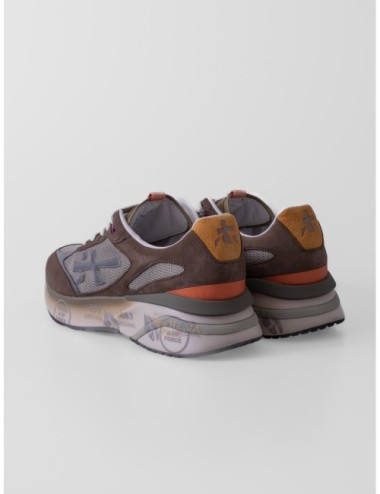 Sneakers Moerun 7871 de Premiata en marrón topo gris salvia y amarillo